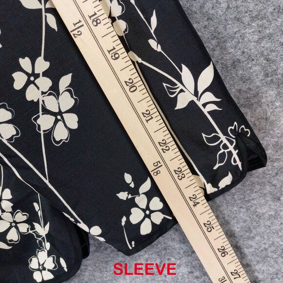 SILKLAND Jacket Womens Size 2X Black White Silk Floral Lined Classic Full Zip - Picture 6 of 9